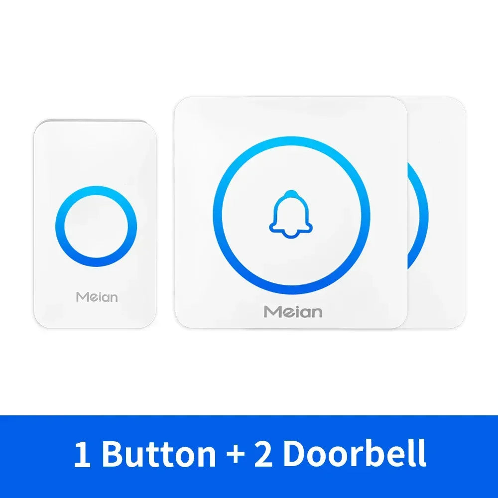 Meian Smart Home Doorbell Wireless Security Doorbell IP65 Waterproof Outdoor Door Bell 60 Songs 5 Volume Adjustable Chime Kit - Urbizia