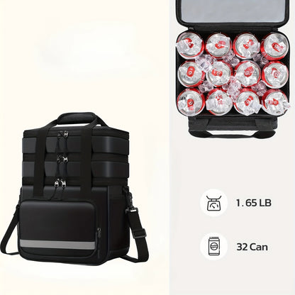 Insulated Lunch Bag|Leak-proof Polyester Cooler Tote with PVC Lining|Adjustable Shoulder Strap and Side Mesh Pockets.