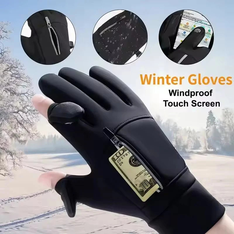 Winter Touch Screen Gloves for Hiking and Camping Windproof Warm Non-Slip Silicone Gloves for Men and Women