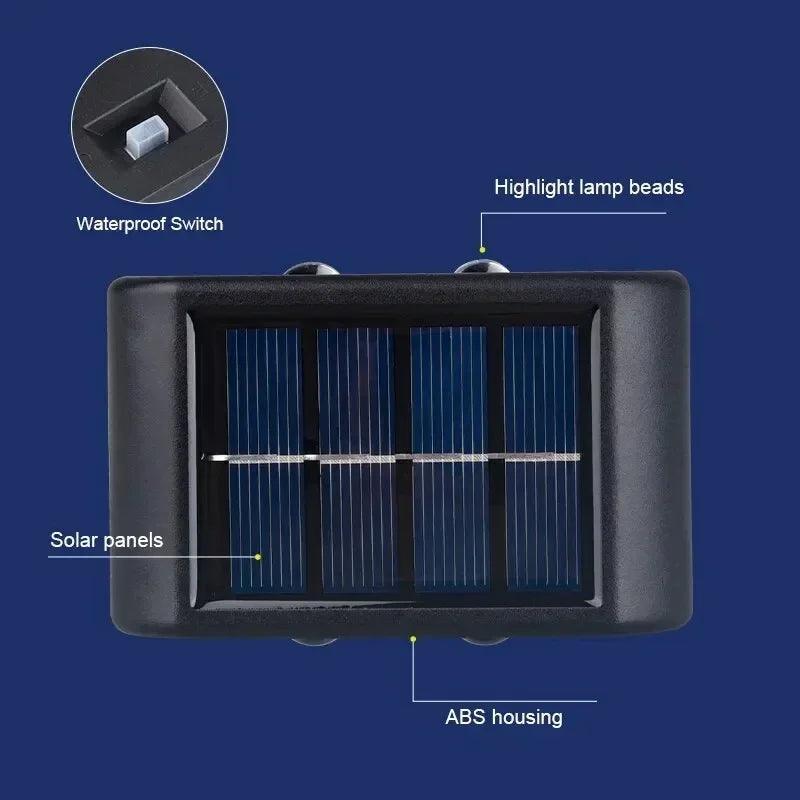 Solar Outdoor Wall Light 12 LED Waterproof Garden Light Courtyard Balustrade Decorative Atmosphere Lamp Down Luminous Solar Lamp