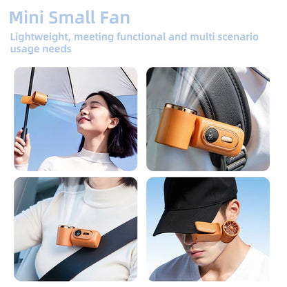 Mini Small Fan Portable Handheld Cooling Turbo Fan 5 Speeds 3000mAh LED Display 180° Adjustable Clip Type-C Rechargeable Fans