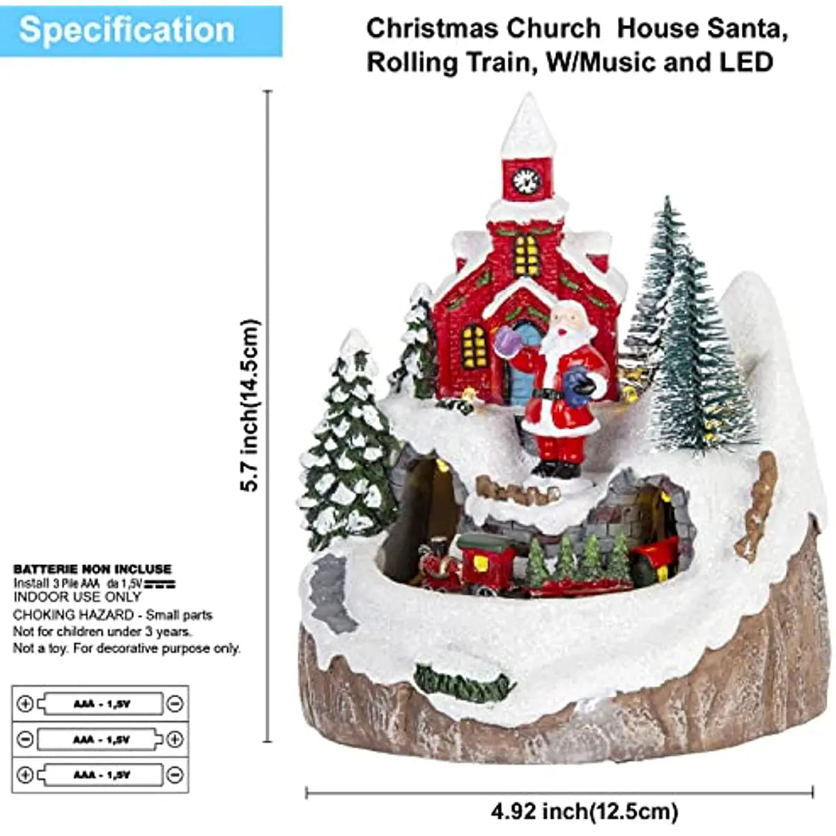 Christmas Village Decoration with Moving Train & Santa Claus – LED Light-Up Musical Holiday Display