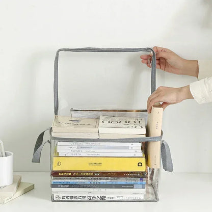 Foldable book box student dormitory classroom book organizer transparent waterproof household book organizing storage box - Urbizia