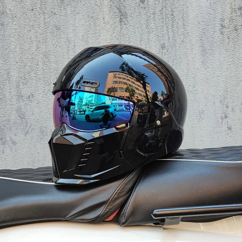 ORZ motorcycle retro helmet cruise men's and women's combination full helmet scorpion helmet reserved Bluetooth headphone slot