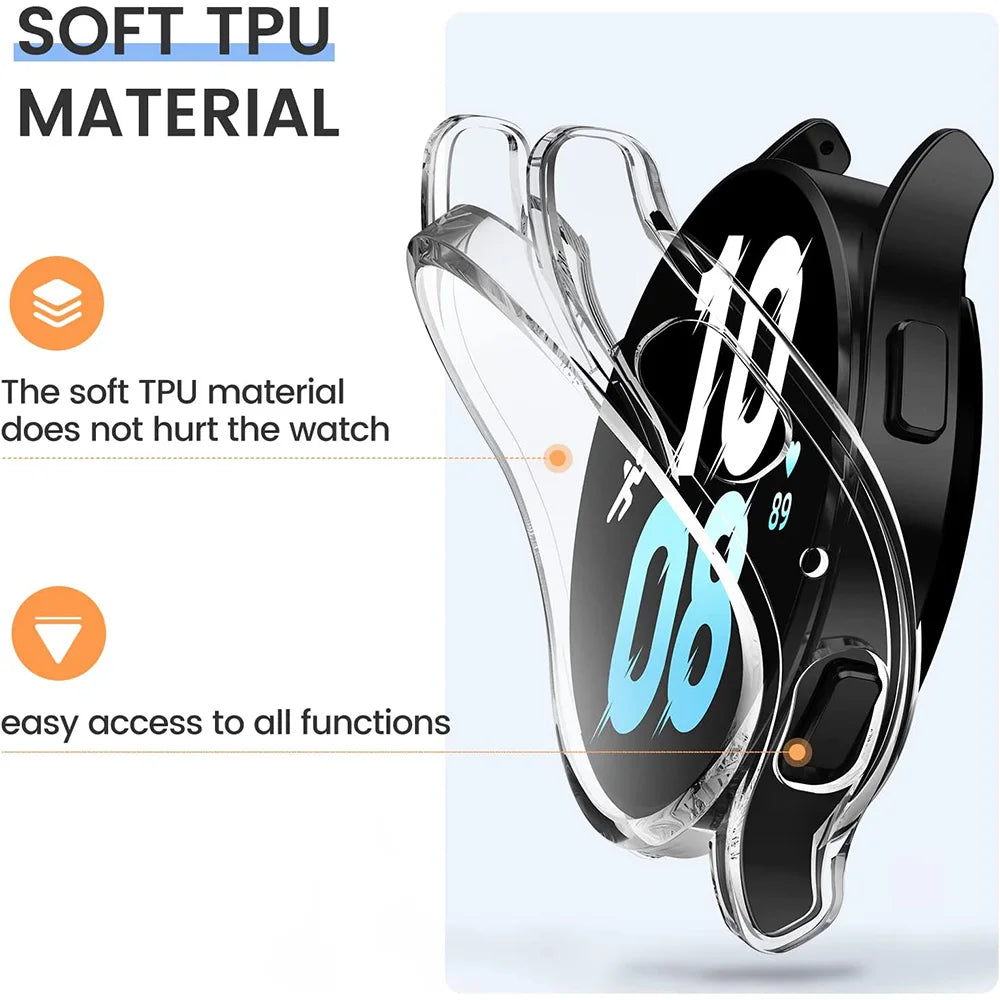 Soft TPU Watch Case for Samsung Galaxy Watch 4 5 6 7 40mm 44mm Protective Cover Shockproof Anti-Scratch Full Protective