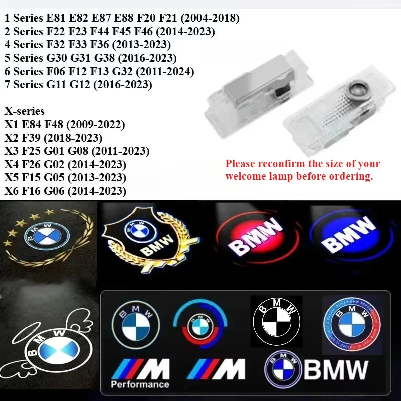 2/4pcs The car LED welcome light is suitable for BMW 2 Series F22F23F44F45F46 14-23 /4 Series F32F33613-23 projection lamp.