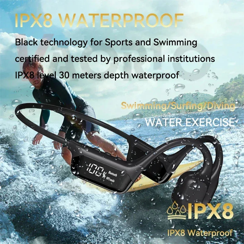 Bone Conduction Headphones Bluetooth 5.4 Wireless Earphone IPX8 Waterproof for Swimming Sports Support MP3 Player With 32G RAM - Urbizia