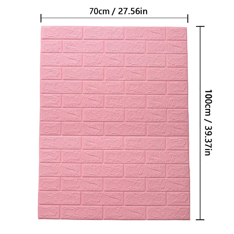 70cmx1m/2m/3m/5m/10m Wallpaper Brick 3D Wall Sticker Foam Self Adhesive DIY Living Room Decor Waterproof Paper - Urbizia