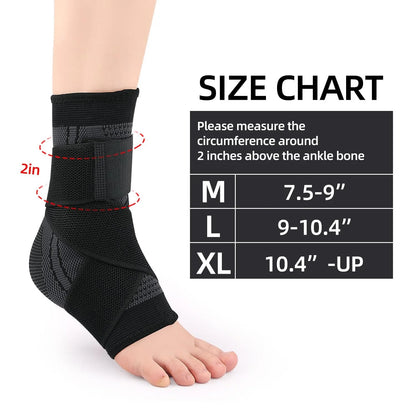 1Pcs Adjustable Ankle Brace Compression Sleeve, Arch Support & Foot Stabilizer, Elastic Wrap for Plantar Fasciitis, Achilles