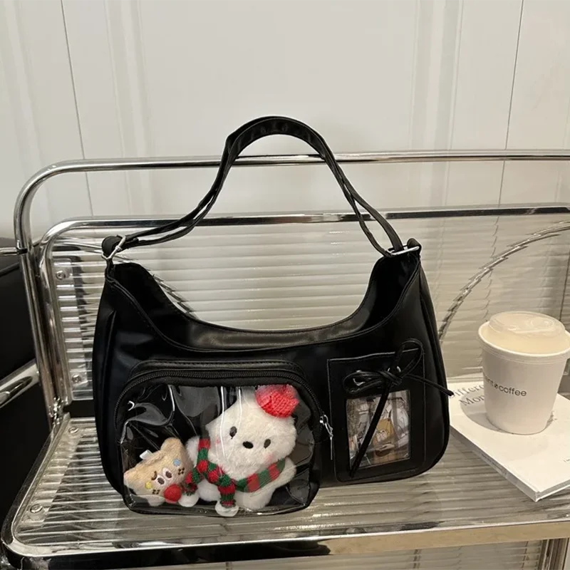 Y2k Harajuku Shoulder Bag Women Korean Transparent Ita Bag School Crossbody Bag Female Japanese Designer Preppy Handbag Purse