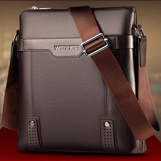 WEIXIER Brand Men's Shoulder Bag Fashion Vintage PU Leather Casual Large Capacity Backpack Messenger Male Crossbody Bag Business