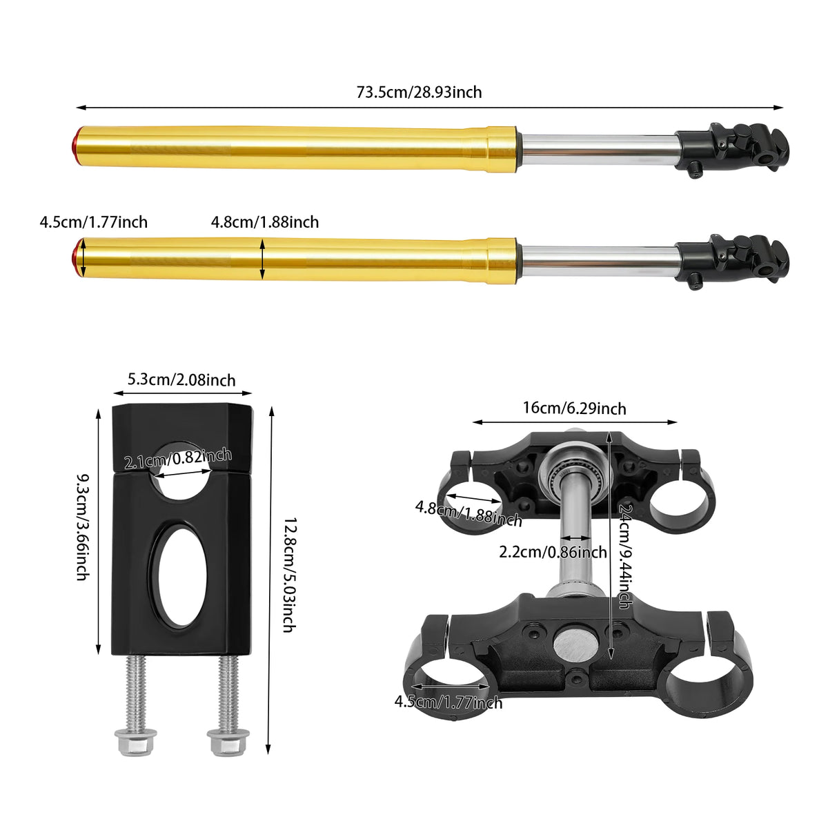 29" Length Front Forks Shock Triple Tree Clamp Set for Dirt Pit Bike 45/48mm