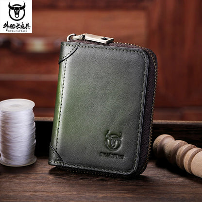 BULLCAPTAIN Genuine Card Bag Men's Casual Business Credit Card Holder Multifunctional RFID Anti-Theft 11 Card Slots Coin Purse
