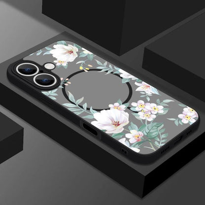 Translucent Matte Floral MagSafe Case for iPhone Series