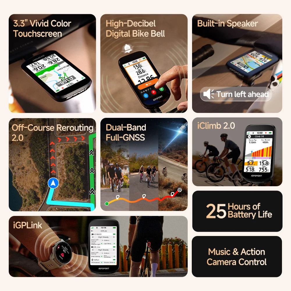 iGPSPORT BSC500 Touchscreen Bike Computer GPS Cycling Global Map Navigation Wireless Cycling Computer with Digital Bike Bell