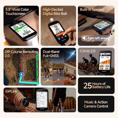 iGPSPORT BSC500 Touchscreen Bike Computer GPS Cycling Global Map Navigation Wireless Cycling Computer with Digital Bike Bell