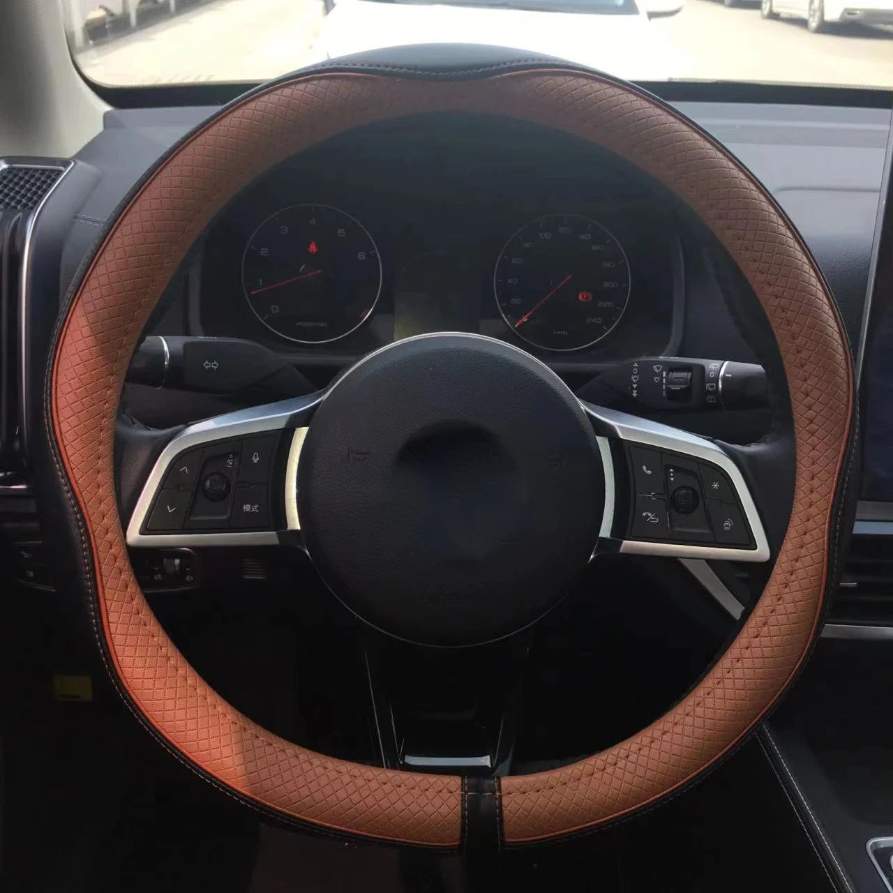 Leather Universal Car Steering-wheel Cover 38CM Car-styling Sport Auto Steering Wheel Covers Anti-Slip Automotive Accessories