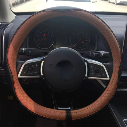 Leather Universal Car Steering-wheel Cover 38CM Car-styling Sport Auto Steering Wheel Covers Anti-Slip Automotive Accessories