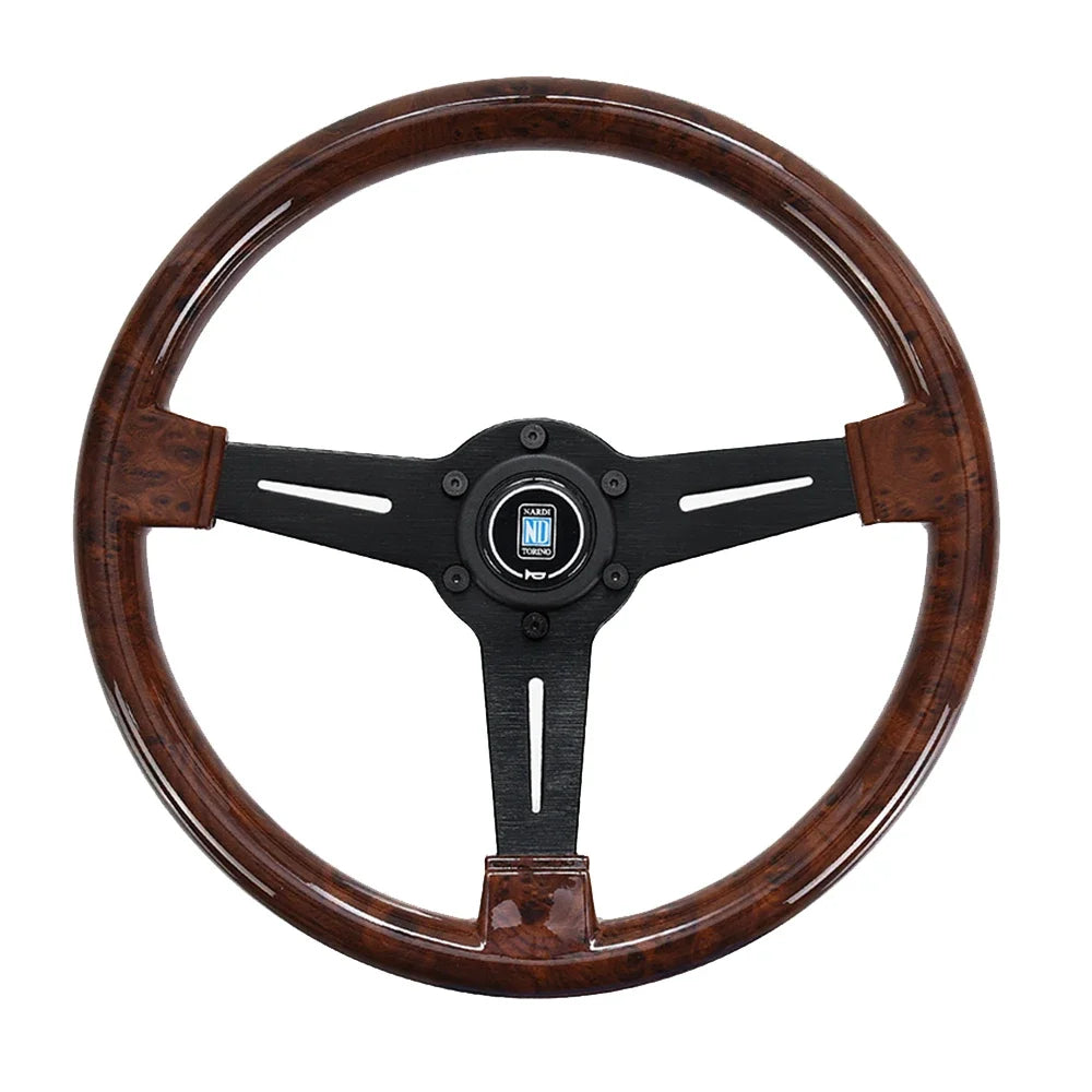 Universal 14 Inch Wood Grain Racing Steering Wheel 350mm Retro Deep Corn Drifting Sport Steering Wheels