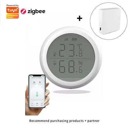 Tuya ZigBee Temperature and Humidity Sensor With LCD Smart life APP Google Alexa Voice Control Support Multi-mode Gateway Option - Urbizia