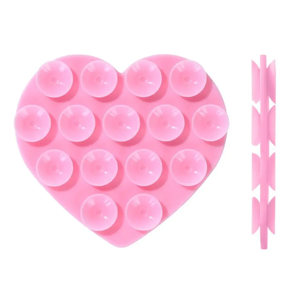 Silicone Sucker Mobile Phone Fixed Pad Hand-Free Heart-shape Suction Cup Bracket Strong Adsorption Phone Accessories