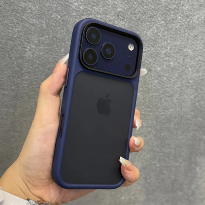 Luxury New Metal Buttons Matte Transparent Phone Case For iPhone 17 Pro Max 17Pro 17 Air Skin Feel Shockproof Bumper Clear Cover