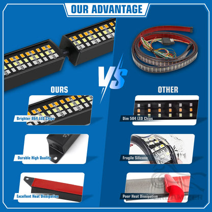 60" Tailgate LED Strip Bar Brake Turn Signal Tail Light LED Tailgate Light Bar Brake Backup Running Strip Led Lights