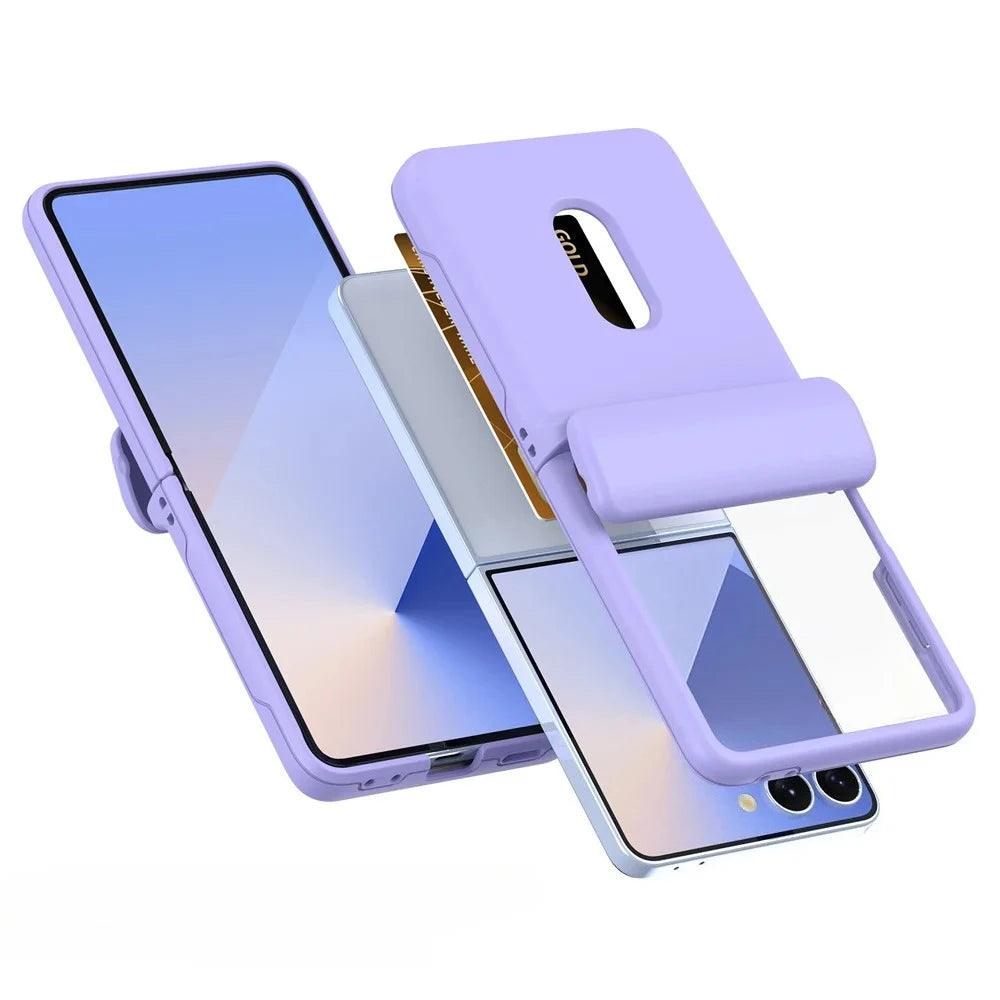 Wallet Case with Card Holder & Hinge Protection For Samsung Galaxy Z Flip 8 7 6 5 4 3 Flip7 Flip6 Flip5 Flip4 Flip8 Phone Cover
