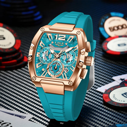 LIGE Original Brand Fashion Mens Watches Sport Military Chronograph Calendar Silicone Strap Quartz Wristwatch Relogio Masculino