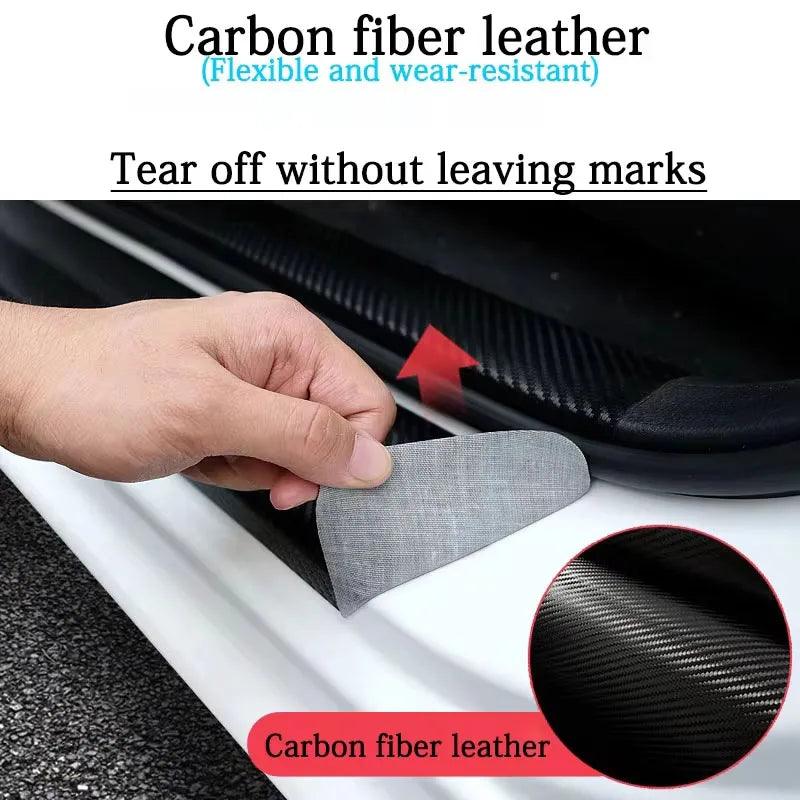 Carbon Fiber Car Door Sill Protection Strip – 4-Pack