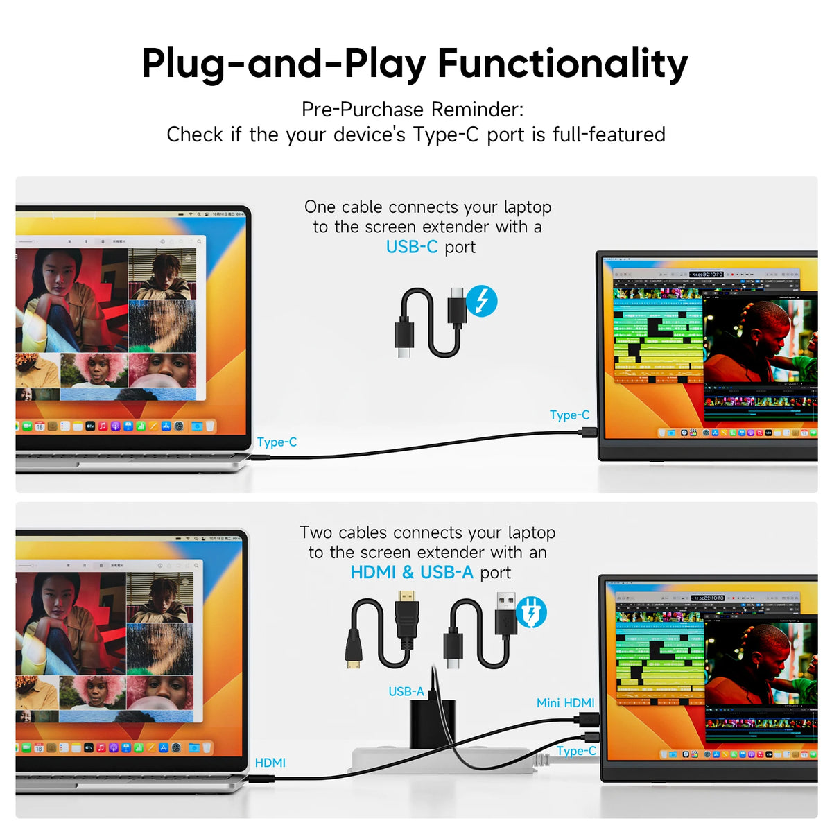 Dopesplay 15.6inch Portable Monitor FHD 1080P IPS External Screen Extender Plug Play Stand Monitors for Laptop Switch Gaming Mac
