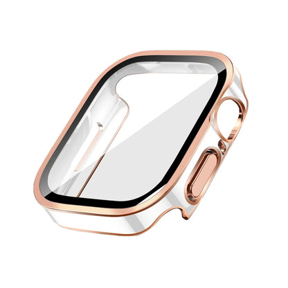 Glass+Case for Apple Watch 42 46mm 45mm 41 49 44mm 40 Mm Straight Edge Screen Protector Cover Case iWatch SE 6 7 8 9 10 11 Ultra