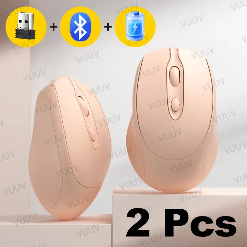 Portable Wireless Bluetooth Mouse Compact Ergonomic 2.4G USB Noiseless 1600DPI 500mAh Rechargeable for PC Tablet Laptop MacBook
