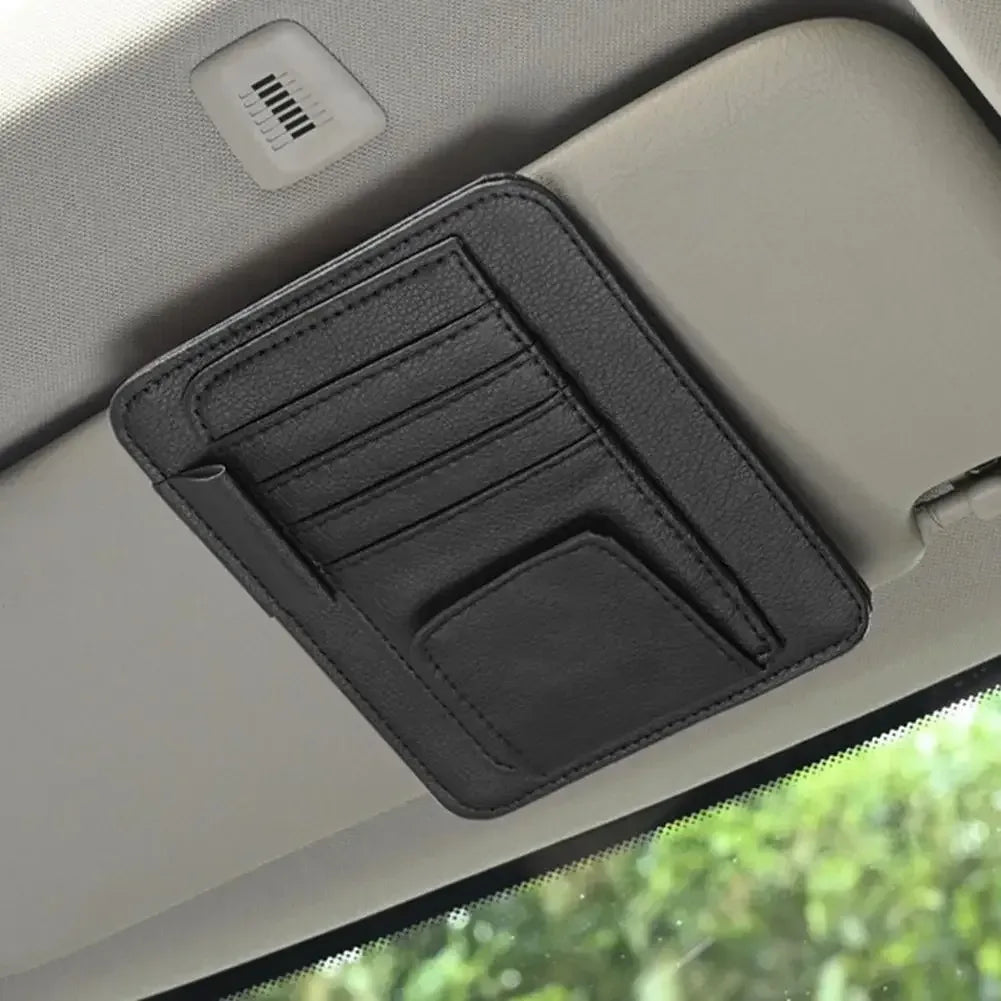 Car Sun Visor Organizer Multi-Pocket Business Card Storage Management Sunglasses Holder Visor Accessories Auto Interior - Urbizia