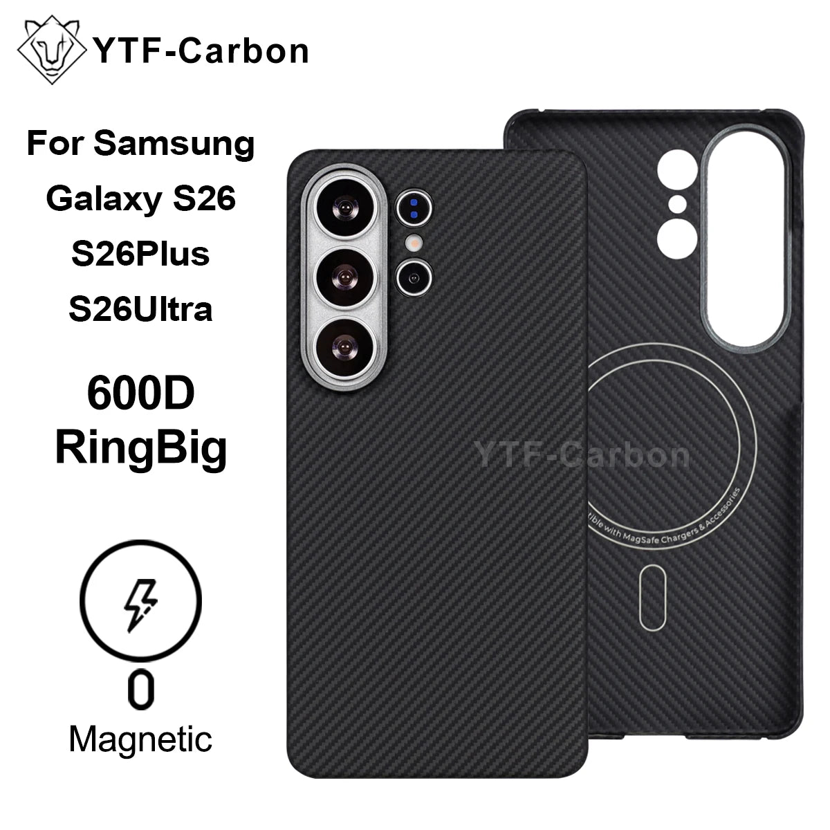 YTF-Carbon Magnetic Case For Samsung S26Ultra Aramid Carbon Fiber Cover For Magsafe S26 S26Plus Cover Mobile Phone Accessories