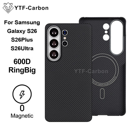 YTF For Samsung Galaxy S26 Ultra Aramid Fiber phone case for magnetic S26 plus Thin Luxury S26 cover protective Kevlar case