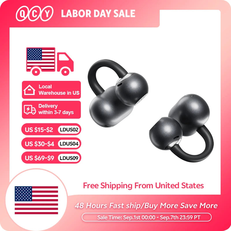 QCY CT06 Clip On Earbuds Crossky C50 Open Ear Wireless Bluetooth 6.0 Headphones with 4 Mic 35H Earbuds Comfortable for Running