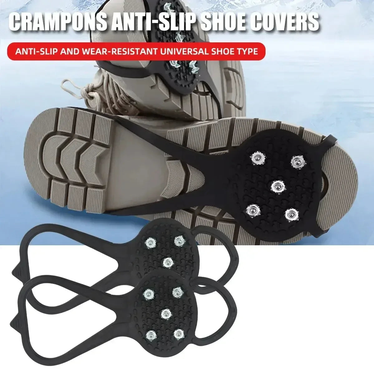 5‑Stud Anti‑Slip Ice Crampons Snow Grips For Shoes - Urbizia