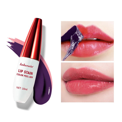 Peel Off Rose Pink Lip Gloss Matte Outline Contour Tattoo Lip Stain Waterproof Transfer Resistant Tear Off Natural Lip Tint