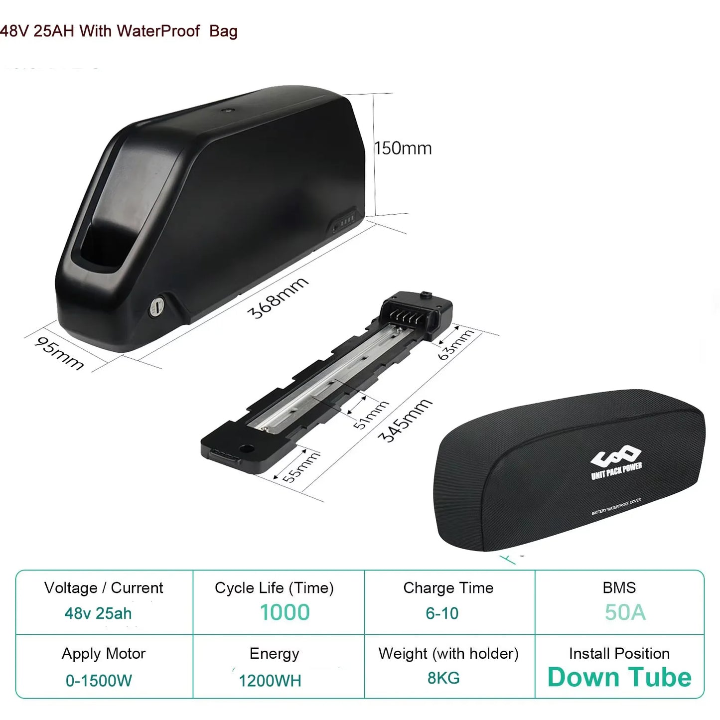 52V 25AH EBike Battery 21700 Cells 72V 15AH 52V 48V 25ah 20AH Powerful Downtube Polly L-G 60V 20AH E Bike Battery Pack for Scooter 1000W 1500W 2000W