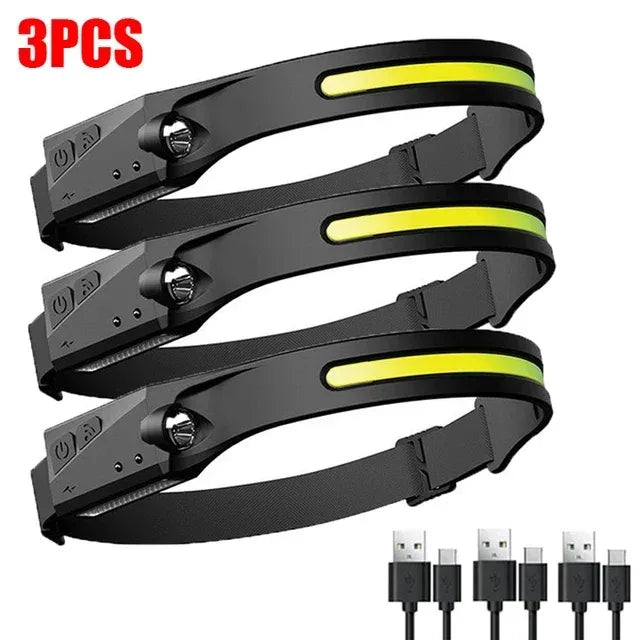 Rechargeable LED Sensor Headlamp with 5 Lighting Modes – Outdoor, Fishing - Urbizia