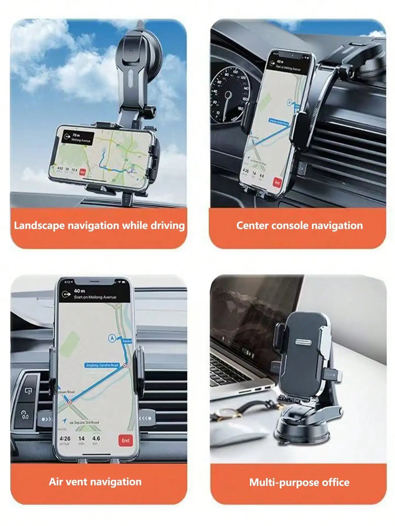 Car Phone Holder | Automatic Suction Cup | 360° Rotation Adjustment | Suitable For Windshield | Stable Navigation Holder | Universal For Trucks, Sedans, Car Phone Mount, Smartphone Holder, Auto Accessories