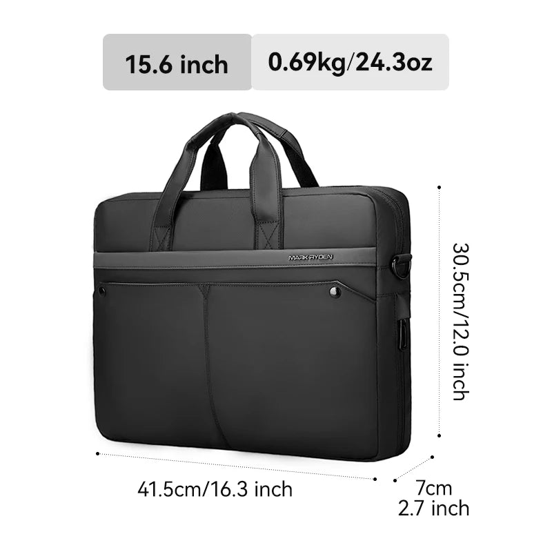 MARK RYDEN Multi-purpose Laptop Briefcase Water Repellent Commuter Bag with Trolley Sleeve