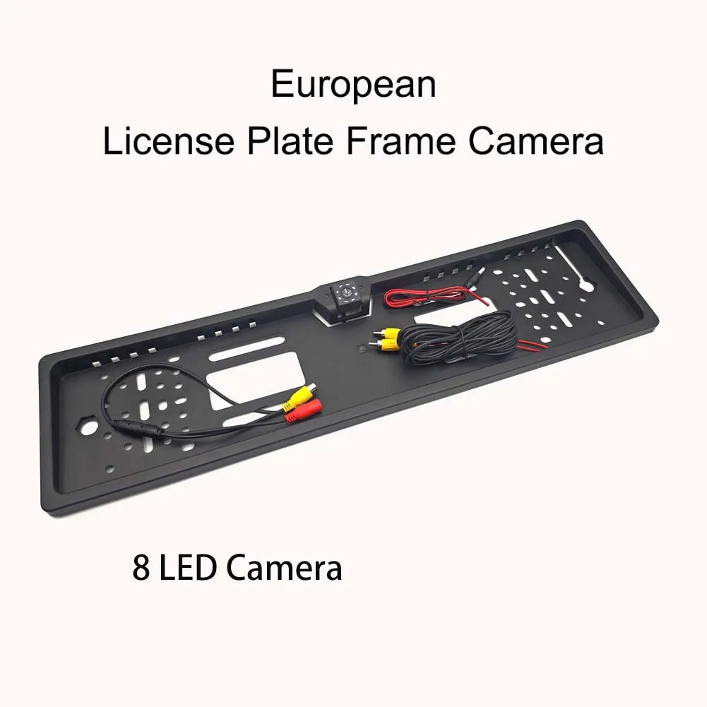 4/8/12LED  European License Plate Rearview Camera Frame Reverse Backup Camera Night Vision for Truck Car SUV, Camper Pickup