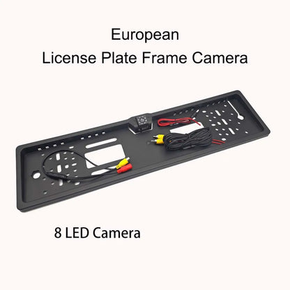 4/8/12LED  European License Plate Rearview Camera Frame Reverse Backup Camera Night Vision for Truck Car SUV, Camper Pickup