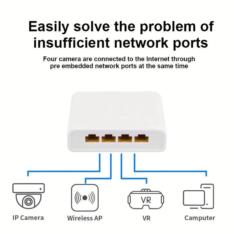 Magecam RJ45 Network Switch Hub 1 In 4 Out Converter 1000Mbps Gigabit Ethernet Switch Hub Wire Divider PC LAN Extend Adapter