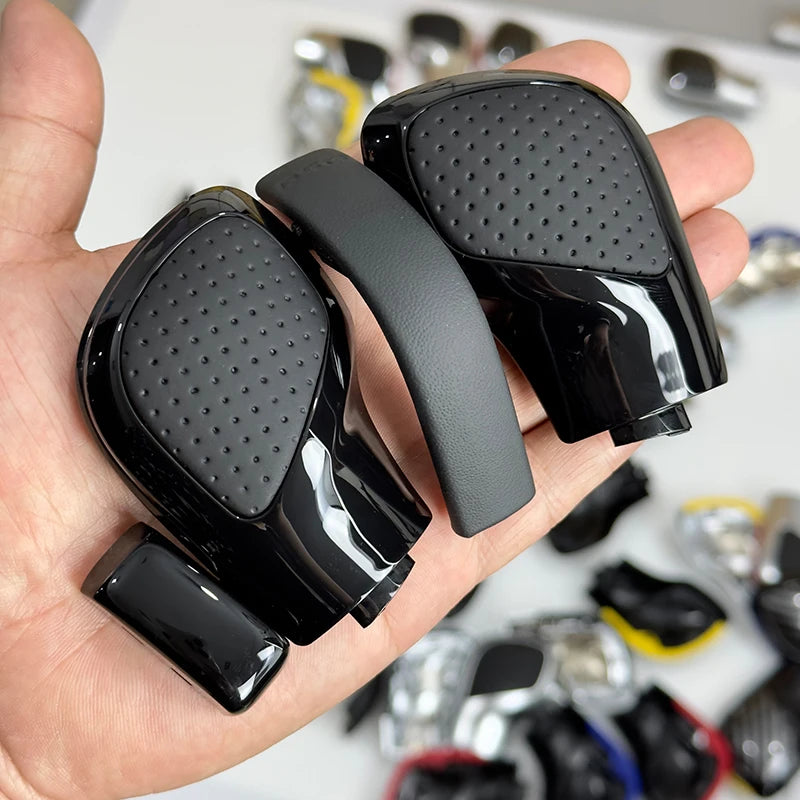 Black Chrome With Suede Leather Gear Shift Knob Side Cover DSG Emblem For VW Golf 6 7 R GTI Passat B7 B8 CC R20 Jetta MK6 GLI