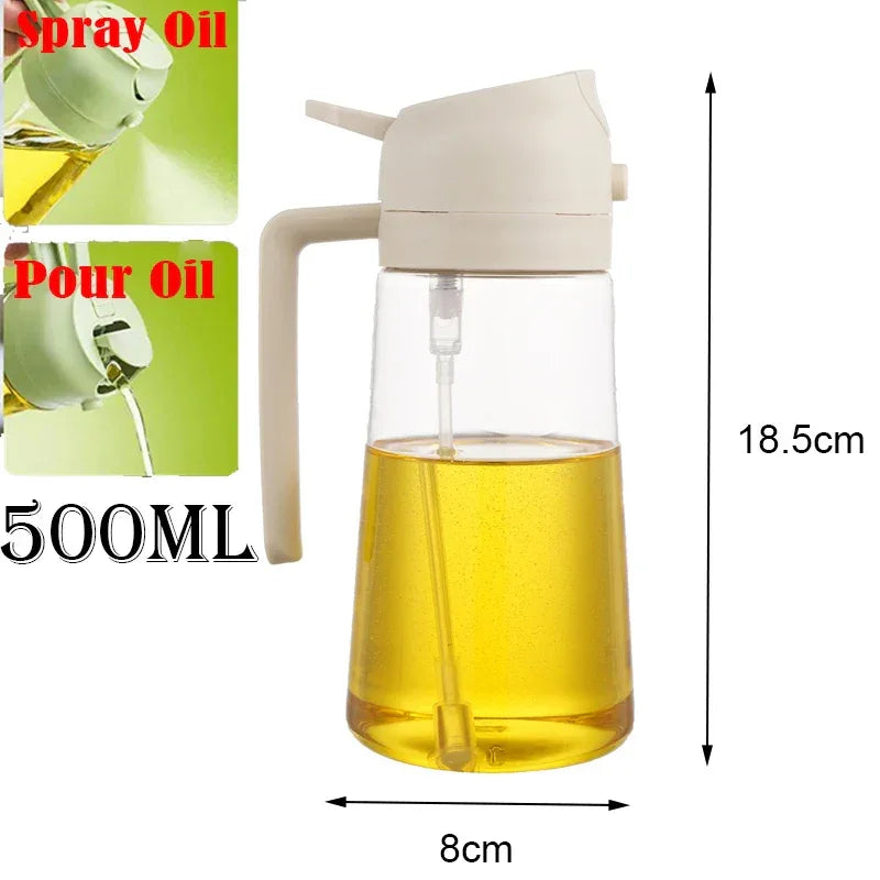 2-in-1 Oil Sprayer Bottle 500ml Cooking Spray Tool