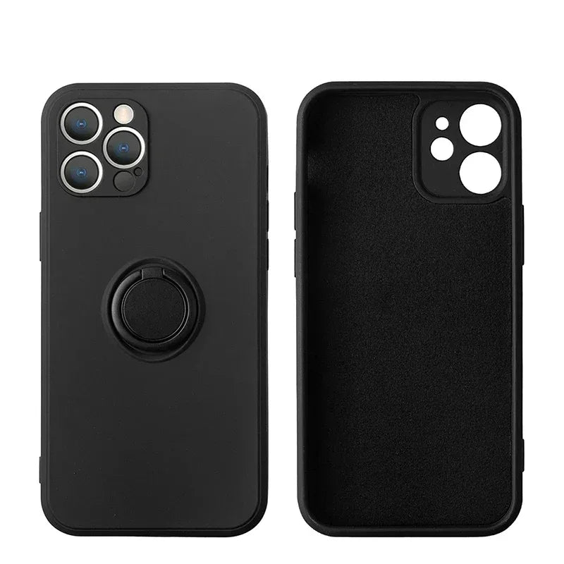 Liquid Silicone Magnetic Bracket Ring Phone Cases For IPhone 15 14 13 12 11 Pro Max Mini X XS XR 8 7 Plus Shockproof Back Cover