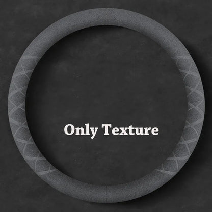 Car Steering Wheel Covers Cowhide Suede Steering Wheel Cover Wrap Universal 37-38cm Breathable Steering Covers Car Accessories